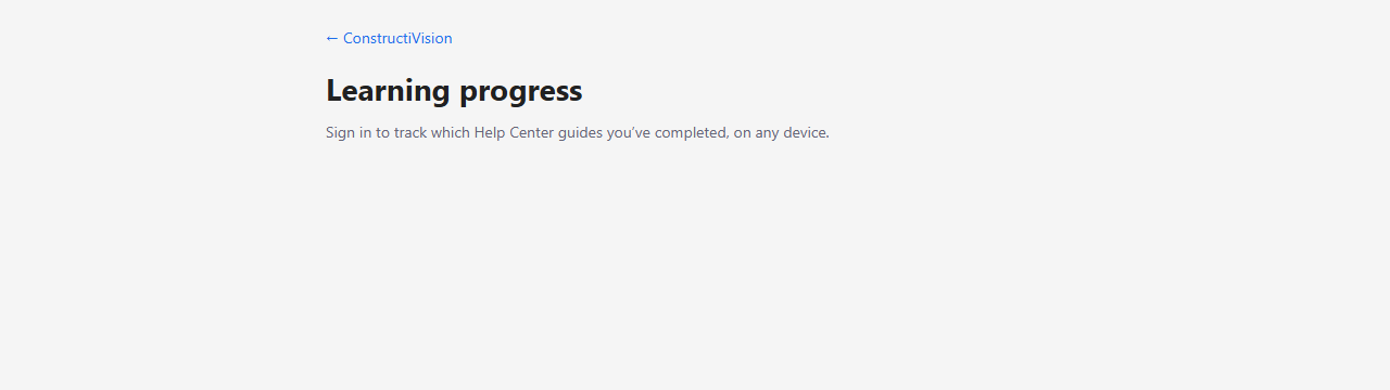 The Learning progress page in cv-web before signing in, prompting you to sign in to track completed Help Center guides
